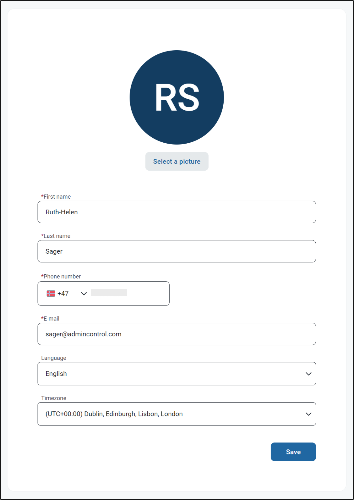 BP Settings User profile 
