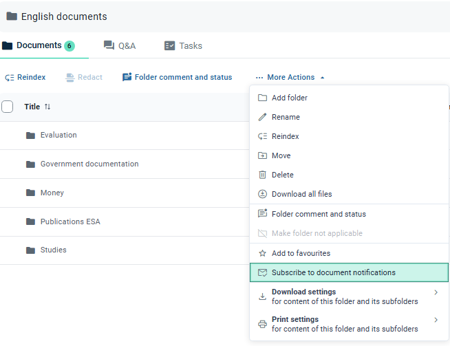 subscribe to document notifications