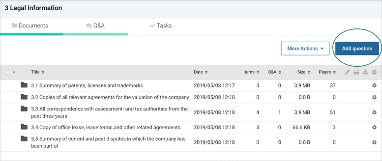Click the Add Question Button