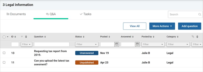Viewing Question Status