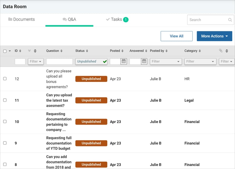 Uploaded questions viewed in Q and A