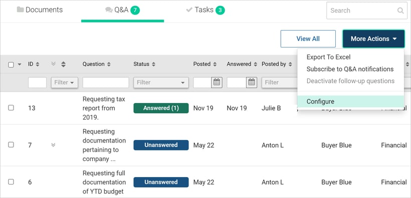Navigate to More Actions and select Configure.