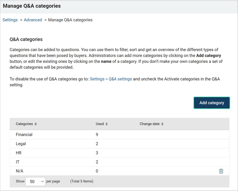 Add Category or edit existing ones