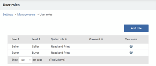 user roles under settings