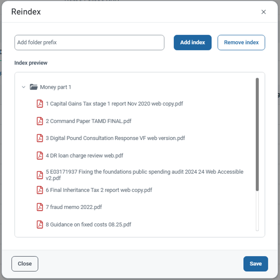 reindexing sub folders