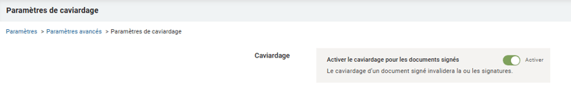 Paramètres de caviardage