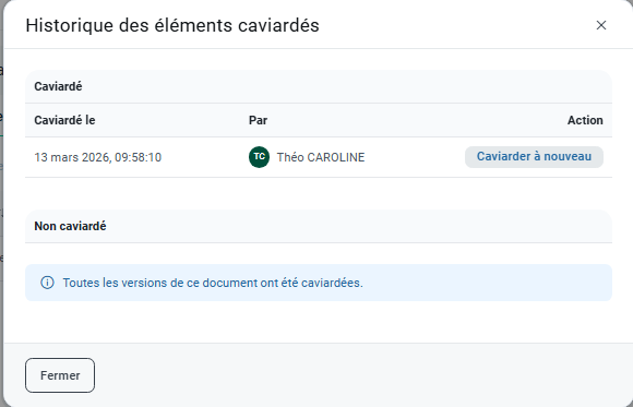 Historique de caviardage