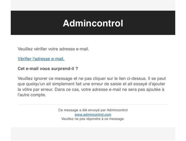 Vérifier la nouvelle adresse électronique