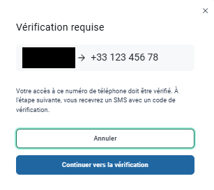 Vérifier le nouveau numéro de téléphone