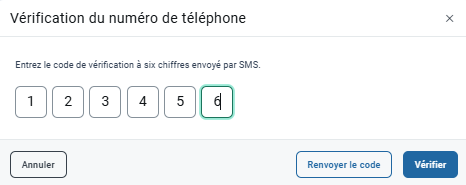 Vérifier le nouveau numéro de téléphone (CODE)