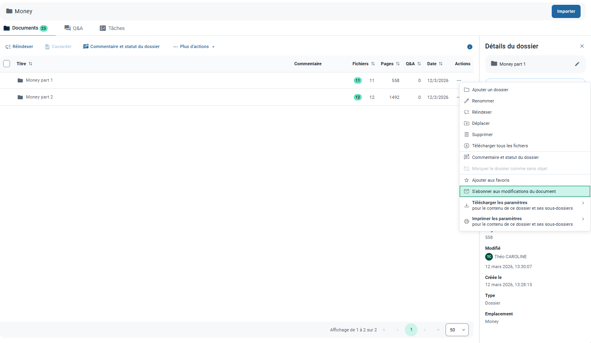 S'abonner aux modifications des documents