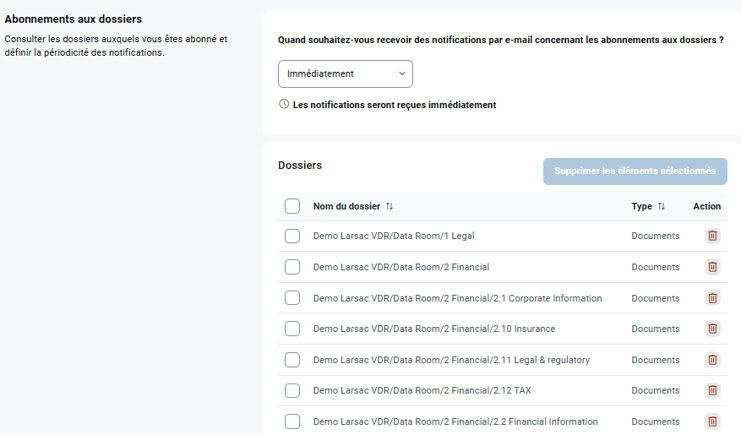 Liste Abonnements aux tâches
