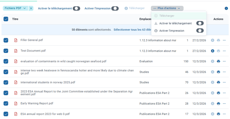 Option plus d'action