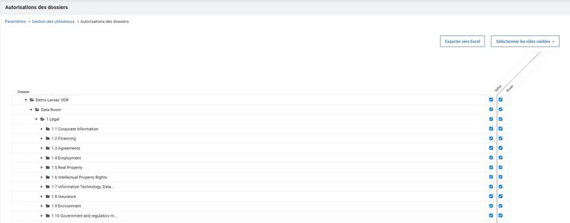 Sélectionnez les Rôles visibles