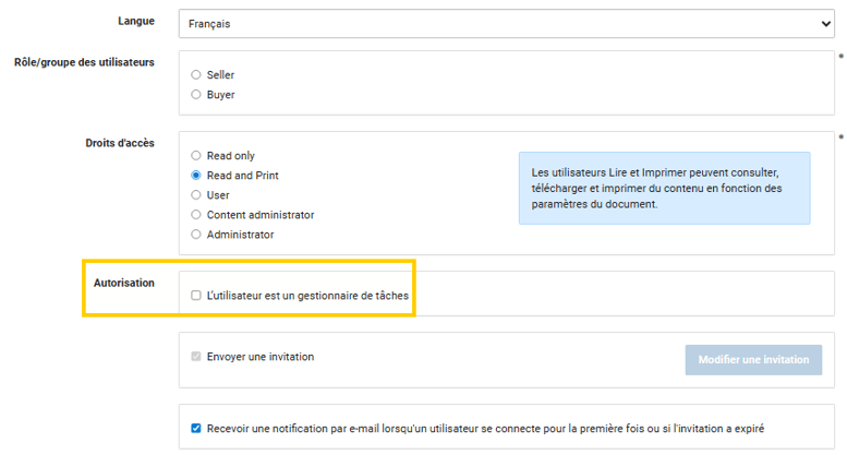 Autorisation utilisateur gestionnaire de tâches