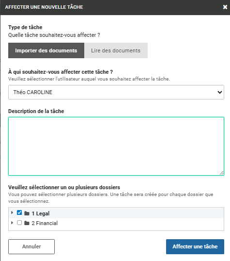 Choisir un type de tâche