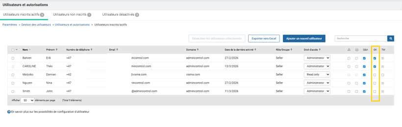 Utilisateurs et les autorisations GK