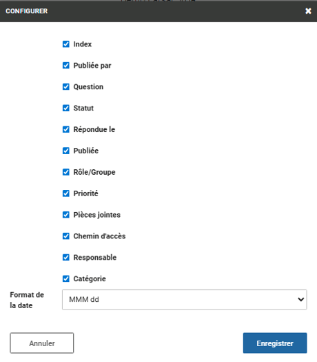Sélectionnez les Colonnes