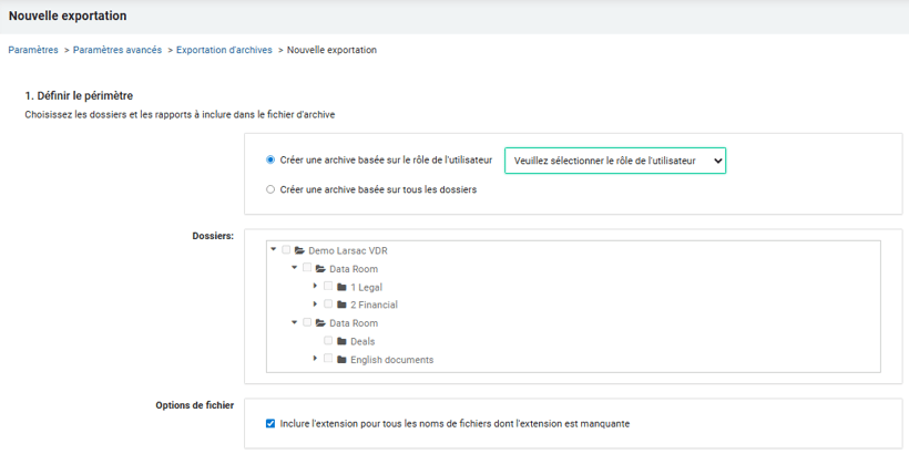 Initier une nouvelle exportation