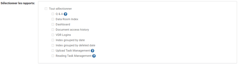 Sélectionner les rapports