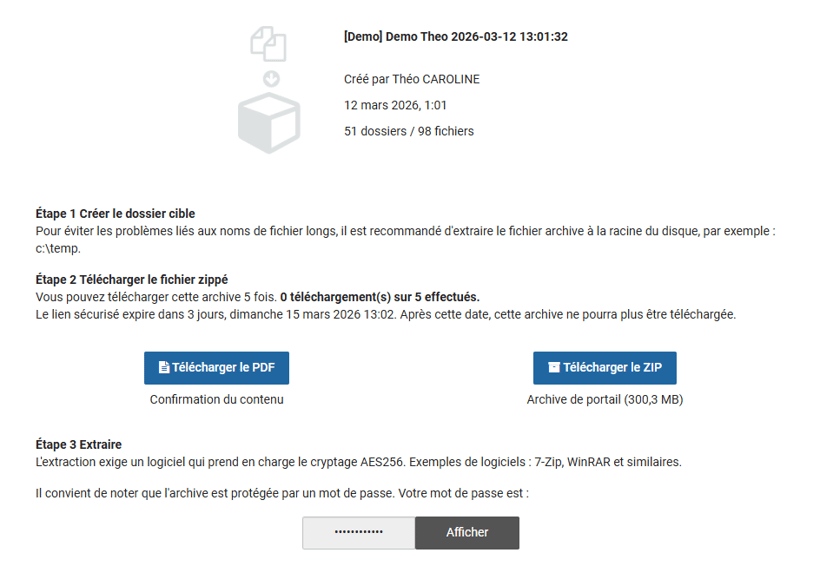 Accès à l'exportation