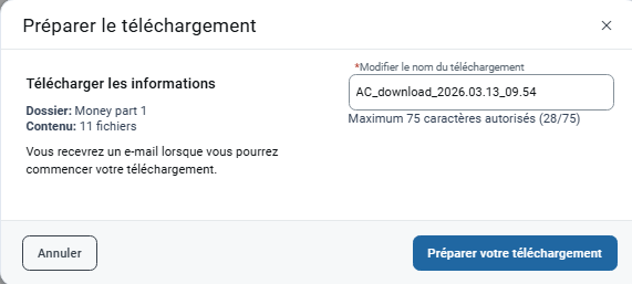 Préparer le téléchargement